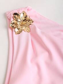 SHEIN Sweetro Đầm dài nữ màu trơn không tay, kiểu dáng tối giản, xếp ly, dáng suông, thích hợp cho mùa hè. - Hồng - Xem 3