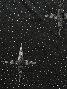 ROMWE MEN 男士圆领时尚夏季百搭闪亮钻石短袖T恤 - 黑色 - 查看 2