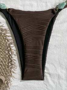 Swim Vcay Bộ đồ bơi hai mảnh dành cho nữ, gồm áo và quần bơi dệt kim jacquard màu trơn, kiểu cổ yếm, thích hợp cho kỳ nghỉ biển, mùa xuân/hè. - Cà phê nâu - Xem 7