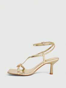 CUCCOO SZL Giày cao gót mũi vuông thời trang đa năng hàng ngày cho nữ - Vàng - Xem 8