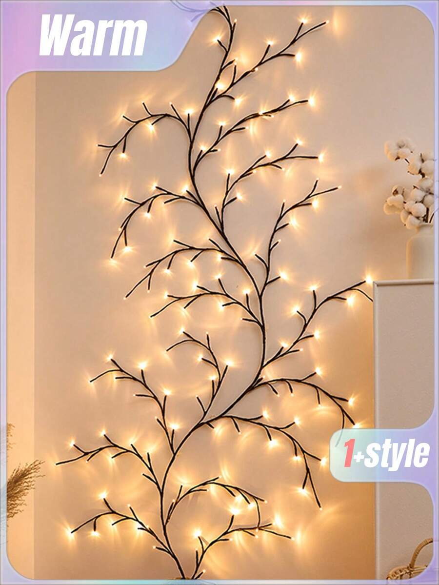 1PC Led Rattan Branch Lamp, Flexible, Suitable For Use In Rooms, Bedrooms, And As A Decorative Ambient Light For Walls, Adding A Warm And Inviting Atmosphere To Any Space. - Rattan lamp - View 1