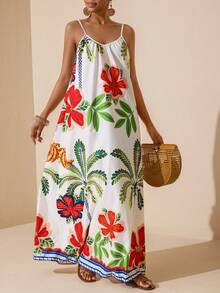 Vesra Women's Floral Print Sleeveless Mid-Length Dress - Multicolor - View 5