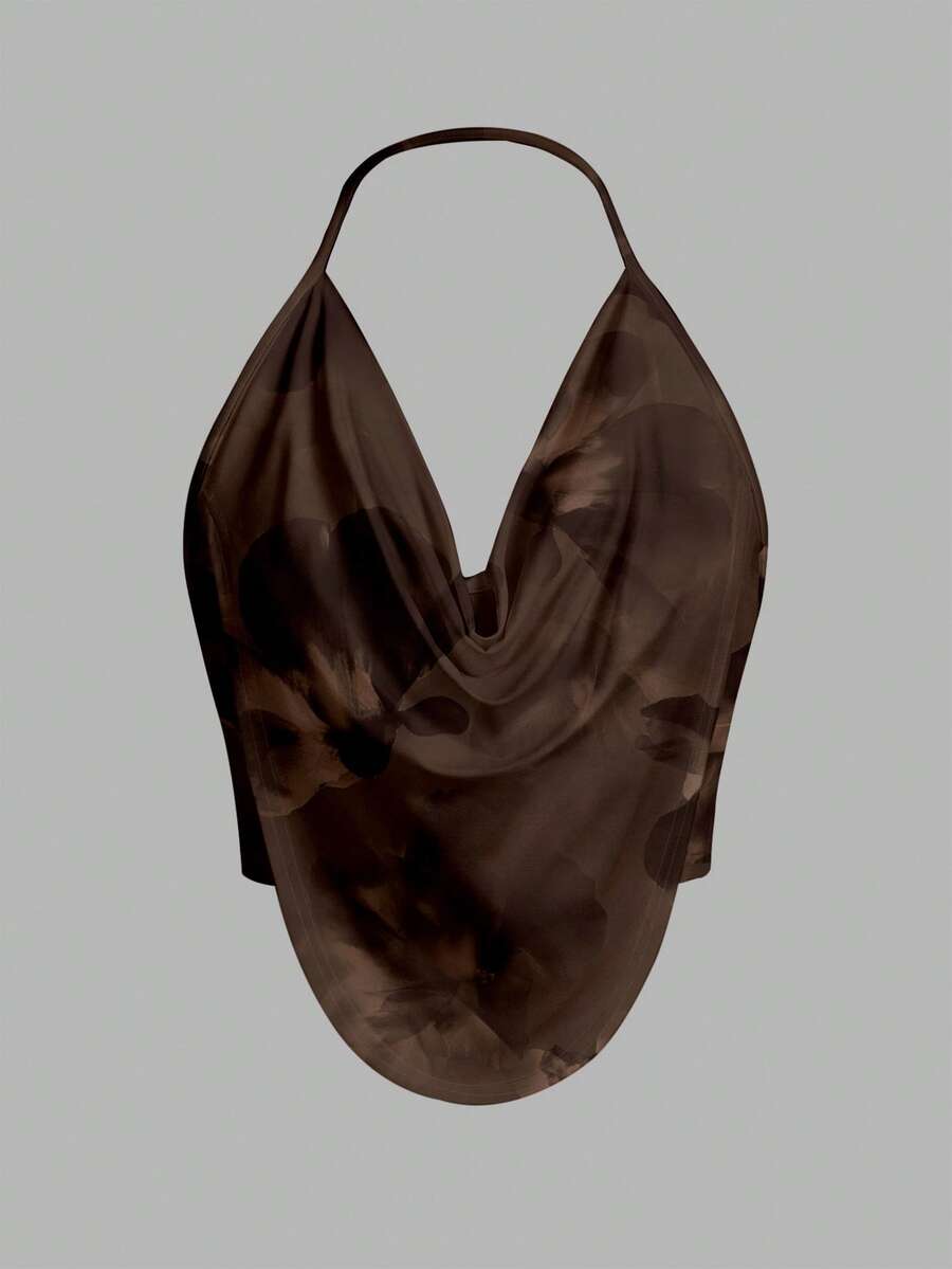 Firerie 休闲简约吊带优雅波西米亚风花卉扎染印花图案女式背心，适合夏季、郊游、海滩、度假、音乐节、婚礼、生日、派对、嘉年华等场合，时尚别致。 - 彩色 - 查看 1