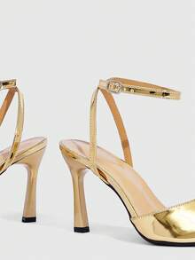 CUCCOO SZL Giày sandal cao gót nữ màu đỏ tía tối giản, có thể điều chỉnh, thích hợp cho mặc hàng ngày, giày mùa xuân, kỳ nghỉ xuân, lễ Phục sinh, dạ hội. - Vàng trung bình - Xem 9