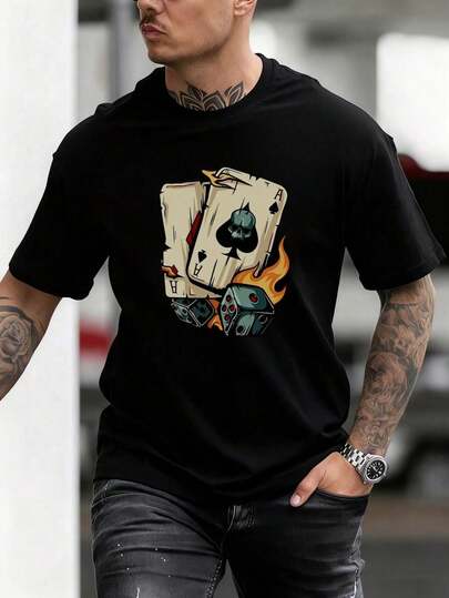 A men's with a round neck casual fit and short , elegant and casual style, suitable for daily outings, school, and summer essentials