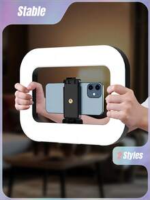 Handheld Rectangle LED Ring Light | 20W High Brightness Fill Light | CRI96+ Dimmable Video Light | Cold Shoe Extendable Rig | Rechargeable Light For Live Stream & Photography - multicolor - View 1