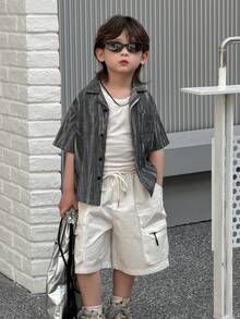 DAZY Young Boy Summer Casual Retro Short-Sleeve Shirt - Grey - View 3