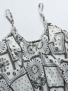 Franclia 2pcs/Set Women All-Over Print Camisole Top And Wide Leg Pants, Casual Daily Vacation Outfit - Multicolor - View 6