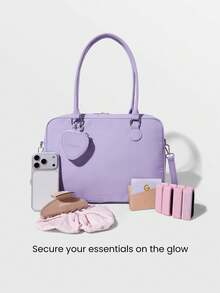 GLOWMODE Medium 7L Carry Your Heart Water-Resistant Adjustable Strap Tote Bag With Heart-Shaped Coin Purse Daily Casual Wear - Purple - View 2