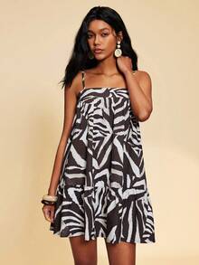 Travachic Women's Casual All-Over Print Ruffle Hem Camisole Dress - Multicolor - View 4