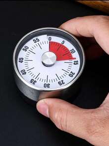 1 pieza Temporizador mecánico con imán en la parte posterior, temporizador de cocina, temporizador de cocción, temporizador circular de acero inoxidable, temporizador de cuenta regresiva de 60 minutos, sin batería requerida, herramienta de recordatorio de tiempo de cocina, adecuado para cocina, cocción, gimnasio, aula, oficina, restaurante, hornear, etc. - Blanco - Ver 11