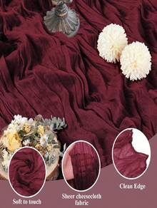 1pc 35 * 71/118/157 Inch Cheese Cloth Table Runner And Napkins, ,Countryside Transparent Table Runner, Bohemian Style Table Runner Suitable For Wedding ,Festival,Holidays,Birthday Party,Decoration, Christmas For Holiday Gift Giving - red wine - View 6