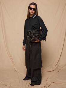 COUREZ Wide Leg Double Layer Trousers /Y2K Spring Clothes For Women Street Streetwear Going Out Outfits Casual Party Outfit Summer Trousers Summer Outfits - Black - View 2