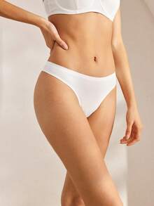 Ocili 4 piezas Tangas sólidos y sexy ropa interior - Blanco - Ver 4