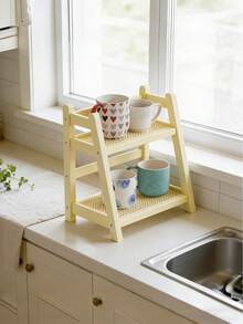1pc Multi Layer Ins Mug Holder Organizer Desktop Storage Rack Multicolor For Dorm Kitchen Office Home All Season Home Organization Storage Solution Desk Accessories Space Saving Easy Assembly - milky white - View 3