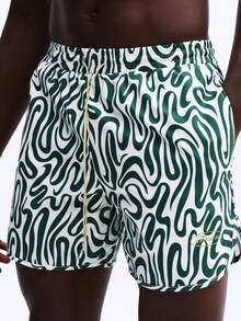 SUMWON Beach Vacation Swim Trunks With Abstract Wave Pattern Side Pockets Summer Swimming Casual Swimwear - Multicolor - View 4