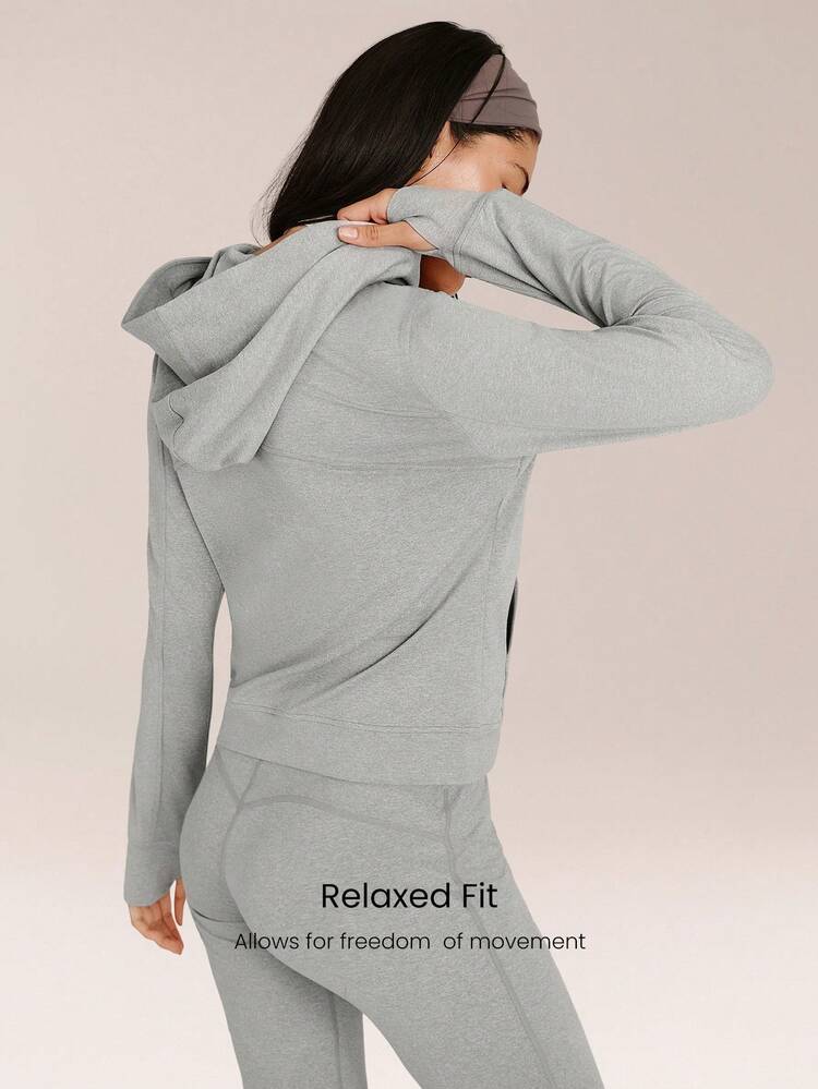 CloudKnit City Chill Fitted Side Pockets Elastic Cuffs Zip-Front Hoodie Jacket Daily Casual Street Wear