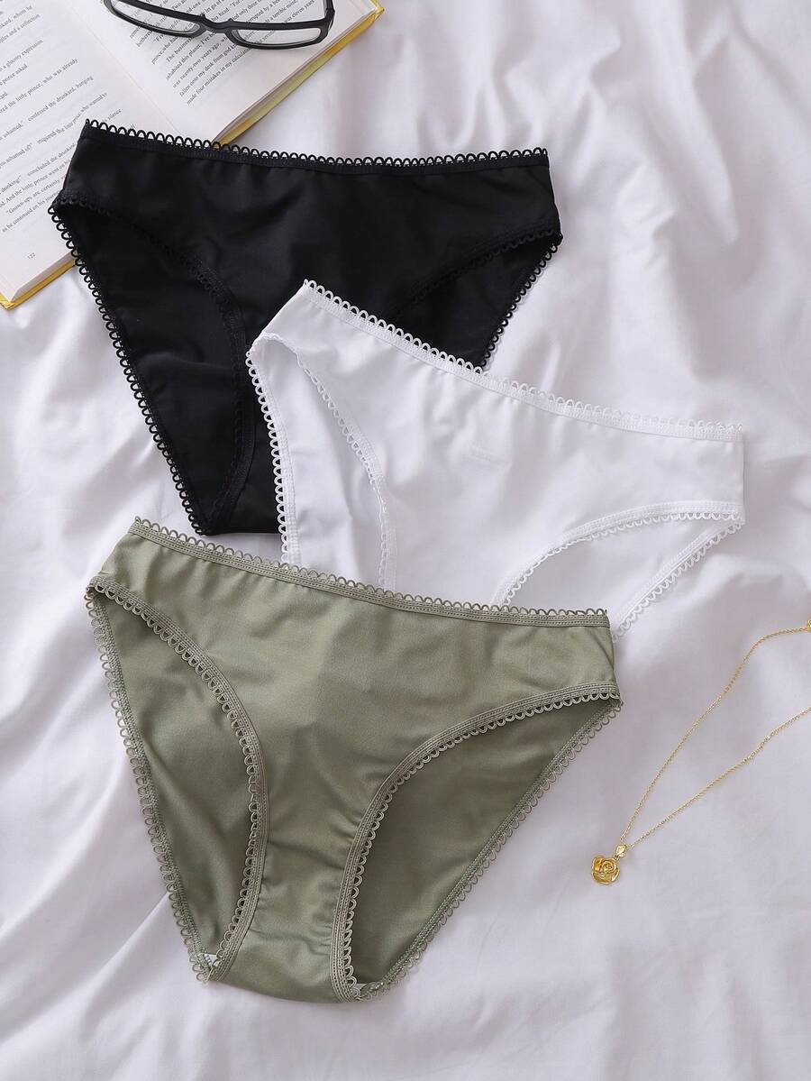 Lowkey Lull 3条/包 弹力蕾丝边休闲日常女士内裤 - 彩色 - 查看 1