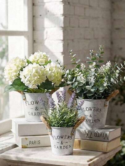 Madebyblanc 1个铁艺金属小花盆，多功能花盆笔筒桌面收纳架，新年情人节家居阳台装饰理想礼物