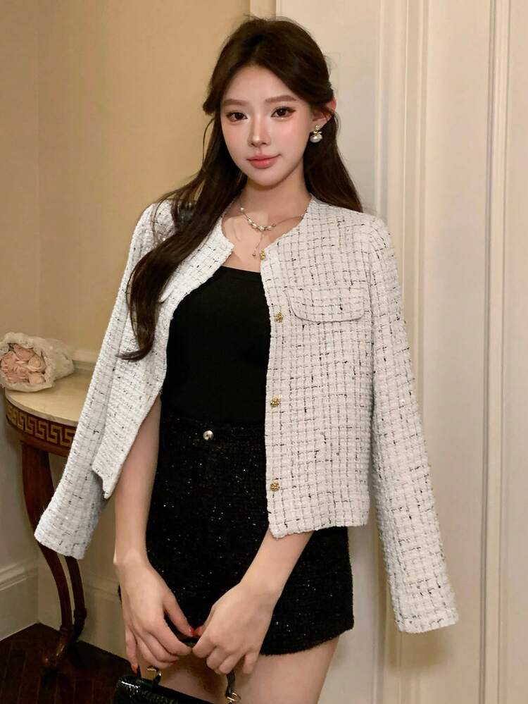 DAZY Women's Plaid Long Sleeve Single-Breasted Elegant Thin Blazer Jacket - Multicolor - View 7