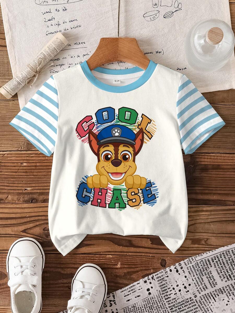 SHEIN | PAW Patrol Young Boys Short Sleeve Allover Print T-Shirt - White - View 1