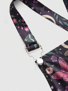ROMWE Peto de talla grande con estampado retro de conejo, bosque y luna, estilo Fairycore - Negro - Ver 3