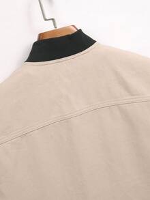 Manfinity LEGND Men's Casual Everyday Contrast Collar Zip-Up Sleeveless Denim Jacket - Apricot - View 5