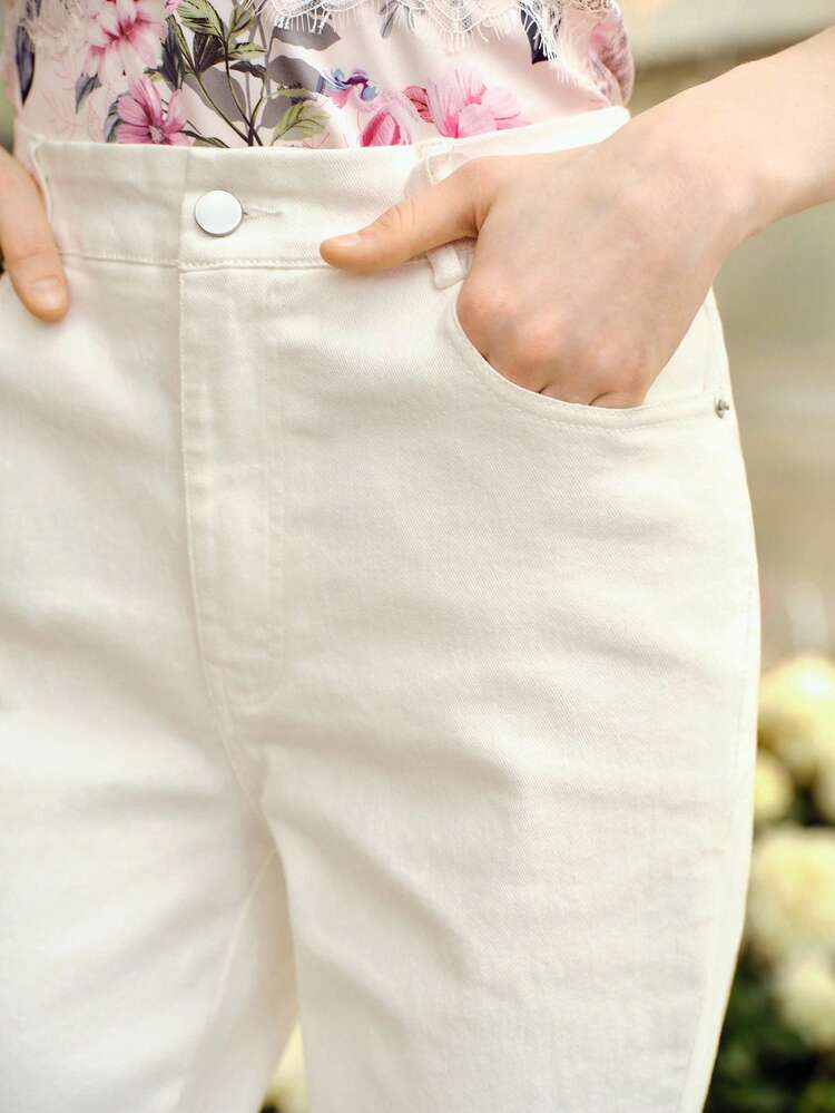 Pantaloni a zampa donna semplici e tinta unita, elastici, adatti per primavera/estate