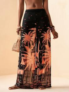 Zivah 2026 度假休闲沙滩印花宽松长裤及罩衫 - 黑色 - 查看 7