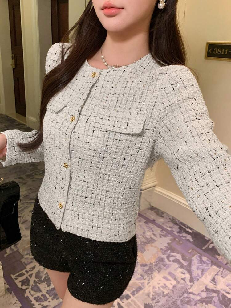 DAZY Women's Plaid Long Sleeve Single-Breasted Elegant Thin Blazer Jacket - Multicolor - View 6