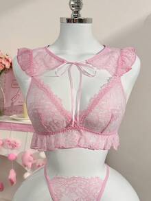 PetitDoll 2 st/set kvinnors spets rygglösa axelbandsunderkläder - Rosa - Visa 8