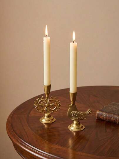 Cirelle Bộ chân nến kim loại kiểu Châu Âu, vật trang trí bàn lãng mạn cho đám cưới và tiệc tối, cốc nến cổ điển dùng làm đạo cụ chụp ảnh, vật trang trí tạo không khí ấm cúng cho bàn làm việc.