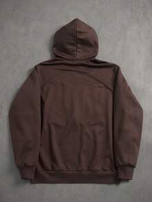 STYNVO Men's Zip-Up Long Sleeve Printed Hooded Sweatshirt - Brown - View 2