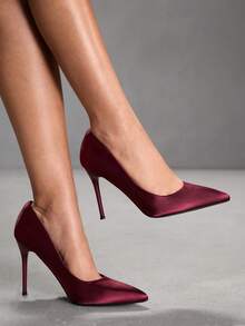 CUCCOO SZL Classic Champagne Glitter High Heel Wedding Shoes For Christmas - Burgundy 1 - View 8