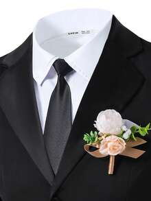 两件套青少年男士绅士套装，包括：黑色缎面领修身单层正装外套 + 黑色纹理西裤。优雅休闲的户外个性化西装，适合生日派对、晚宴、演出、主持、婚礼季等场合。 - 黑色 - 查看 6