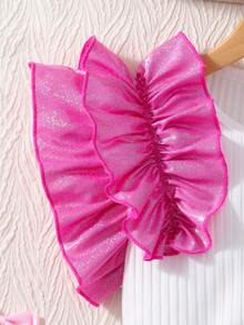 Elladie kids Bộ đồ công chúa lấp lánh cho bé gái gồm áo không tay và quần short đính nơ, thích hợp cho tiệc sinh nhật và biểu diễn sân khấu. - Màu Hồng Tươi - Xem 5