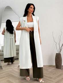 EURMUSE Women Spring Summer Long Jacket Pant Golf White Basic - Multicolor - View 3