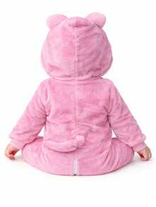 Enterizo bebe animalitos con capucha suave adorable - Rosa - Ver 3