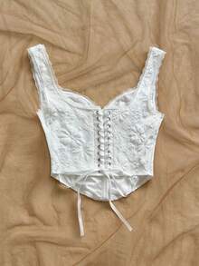 Soleia Áo không tay jacquard màu trơn thanh lịch dành cho nữ, thích hợp cho mùa hè. - trắng - Xem 2