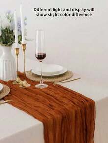 1pc 35 * 71/118/157 Inch Cheese Cloth Table Runner And Napkins, Bohemia Gauze Cheesecloth Tablecloth,Countryside Transparent Table Runner, Bohemian Style Table Runner Suitable For Wedding Decoration Arch ,Christmas For Holiday Gift Giving - Rusty red - View 13