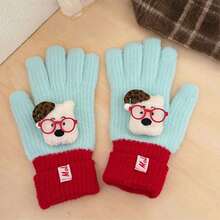 1pc Girly Winter Thermal Five-Finger Gloves | Cute Doll Fluffy Knit Gloves For Student Writing & Typing - Multicolor - View 10