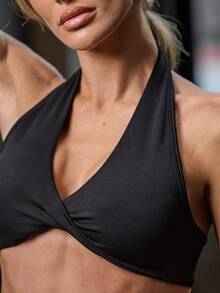 Easithlete 3 Packs Solid Halter Neck Backless Sports Bra - Multicolor - View 5