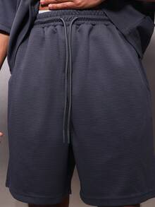 PLAYBOY X SUMWON Essentials Ribbed Polo And Shorts Co-Ord Set With Collar And Side Pockets Matching Two Piece Outfit - Blue - View 7