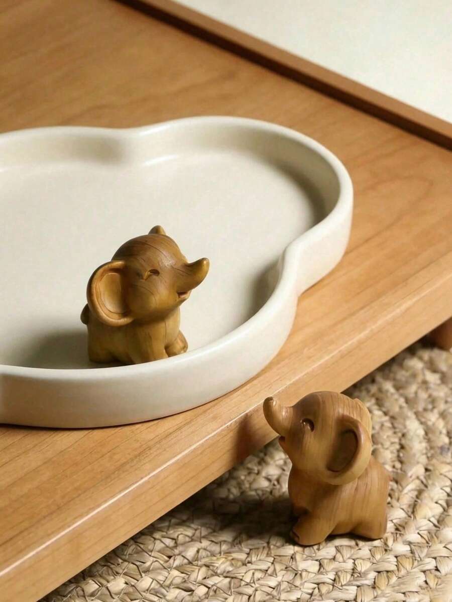 Madebyblanc Hand-Carved Chinese Cypress Wood Elephant Figurine, Auspicious "Elephant Facing Heaven" Sculpture For Wealth And Good Luck, Solid Wood Decorative Car Ornament Or Desk Decor, Exquisite Craftsmanship With Natural Wood Grain, Wooden Elephant Figurine Hand Carved Solid Wood Desktop Ornament Home Office Decor Natural Grain Collectible(The Color Of The Wood Products In Each Batch Is Different, Please Refer To The Actual Object) - Multicolor - View 1