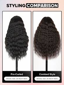 ALL READY WIG Peluca frontal de encaje sin pegamento con cordón estilo bohemio rizado - 100% cabello humano pre-cortado y pre-decolorado con nudos diminutos, tres opciones sin pegamento, amigable para principiantes, estilo de onda natural de 18 a 26 pulgadas - Gorra ajustable y transpirable, suave y elástica para comodidad todo el día, uso diario, Halloween, fiesta, viaje, festival, baile de graduación, al aire libre - SNatural - Ver 4