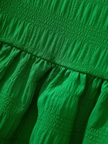 Tween Girls' Spring/Summer Vacation Beach Tropical 3D Bow Round Neck Sleeveless Ruffle Cap Sleeve Sweet Spring Style Mid-Length Dress - Green - View 7