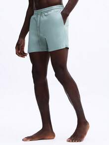 SUMWON 弹性腰带沙滩泳裤，饰有刺绣logo，直筒裤脚，夏季泳池休闲泳装，抽绳腰带 - 綠色 - 查看 3