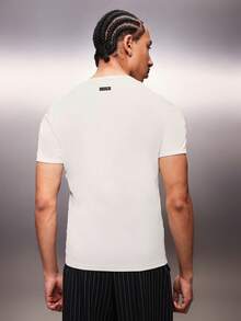 PLAYBOY X SUMWON Bunny Logo Crew Neck Short Sleeve Muscle Tee Ribbed Casual Streetwear Summer Essential White Regular Fit Men's T-Shirt - White - View 2