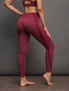 Activina 女士高腰无缝波点打底裤 - 鏽棕色 - 查看 2