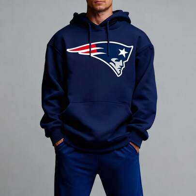 Conjunto de sudadera con capucha y pants, 2 piezas,  Patriotas, Go pats, Drake Maye 10. Regular fit, hombre, mujer, con bolsas, cómodo, ligero, casual, elástico ligero, deportivo,  para uso diario, para día y noche, fines de semana.  Estilo relajado, urbano, Street, vacaciones, básico, primavera, verano, otoño, invierno. a la moda. Mezcla de poliéster, elastano.
